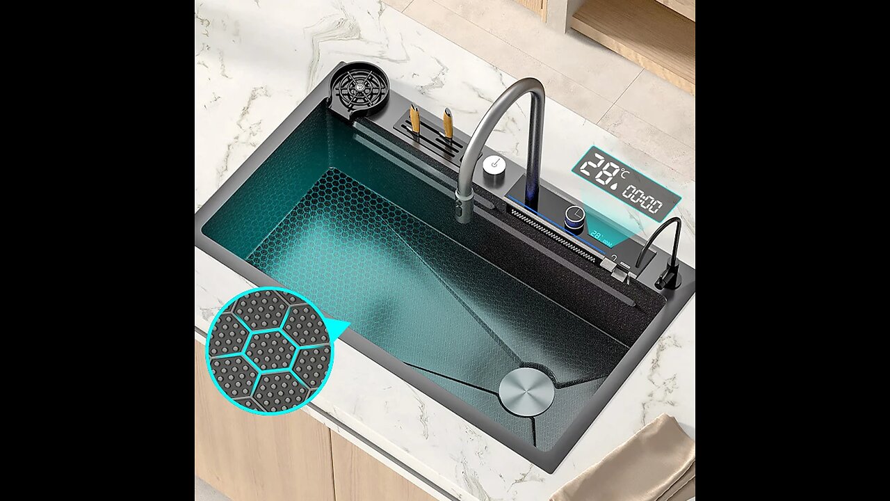 ANNUAL SALE! Digital Display Waterfall Kitchen Sink