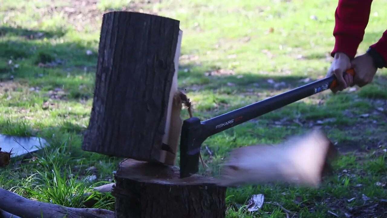 Learning to edit - Splitting firewood for the fire.