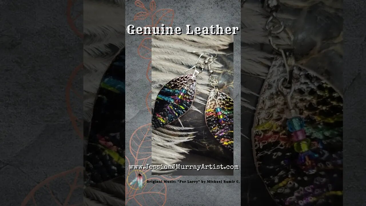 COLOR SPLASH, 1 inch leather feather earrings
