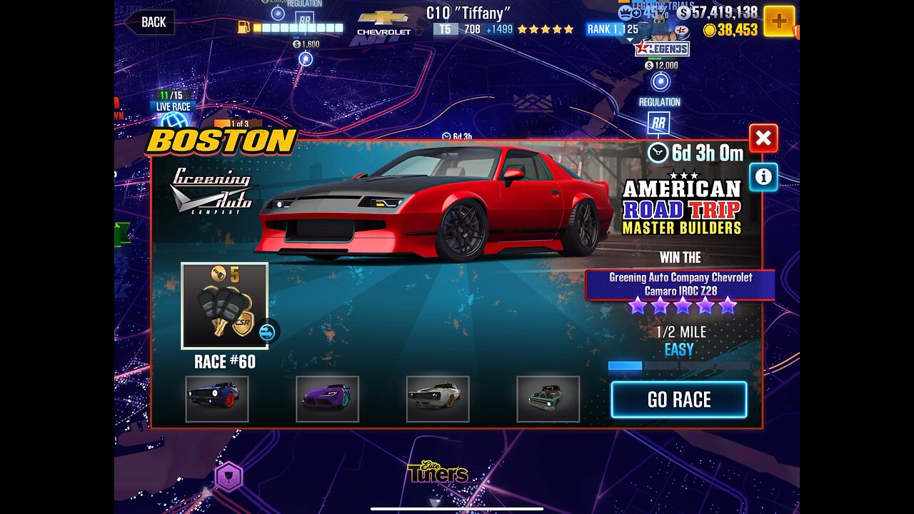 CSR2 Greening Auto Company Chevrolet Camaro IROC Z28 Prize Car