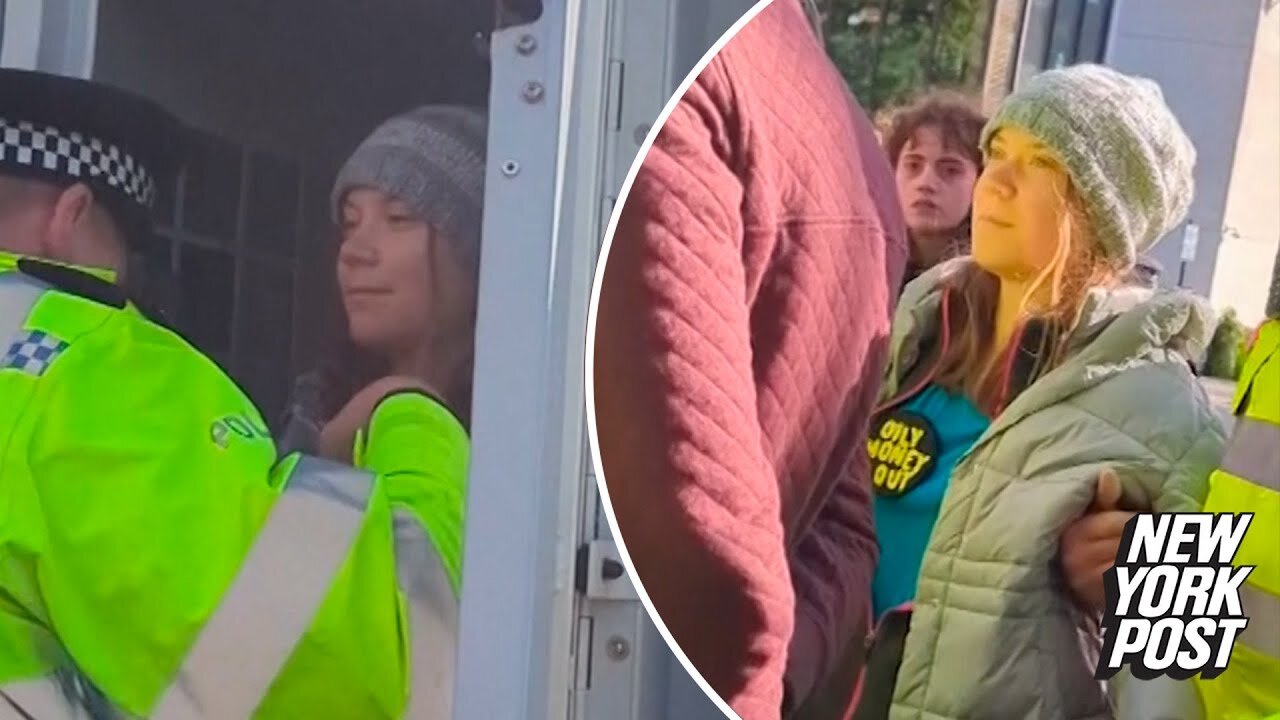 Greta Thunberg smirks during arrest while at oil protest in London