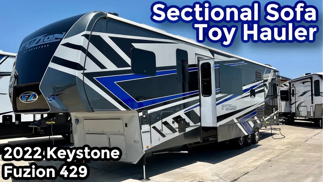 Huge Living Room Toy Hauler with 13.5ft Garage | 2022 Keystone Fuzion 429 with Full Body Paint