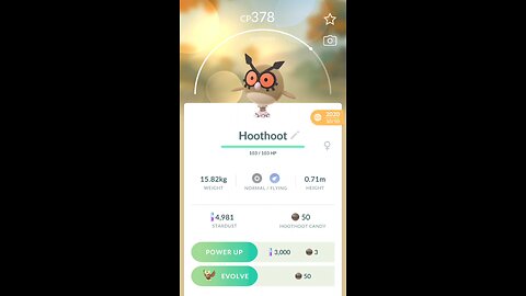 Hoothoot Evolves into Noctowl in Pokemon GO #Pokemon #PokemonGO