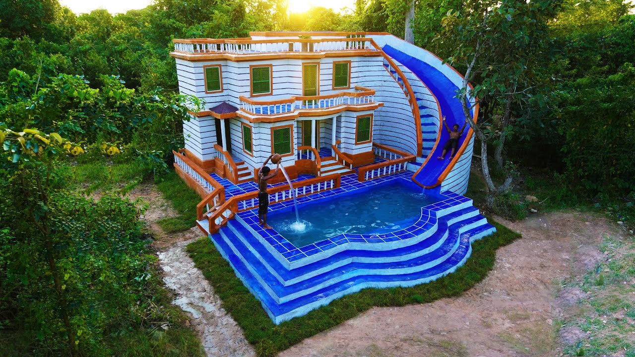 [Full Video] Build Creative Water Slide Park To Underground Swimming Pool & Beautiful Villa House