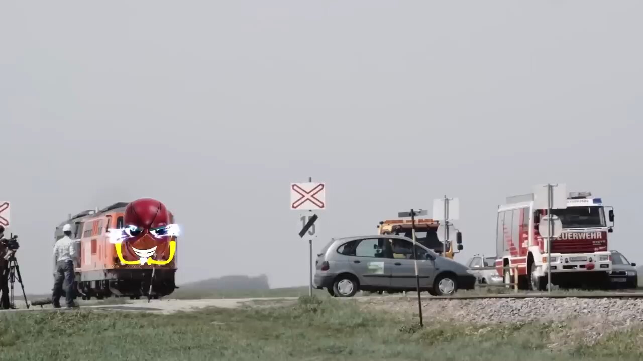 Monster train and truck crush to car