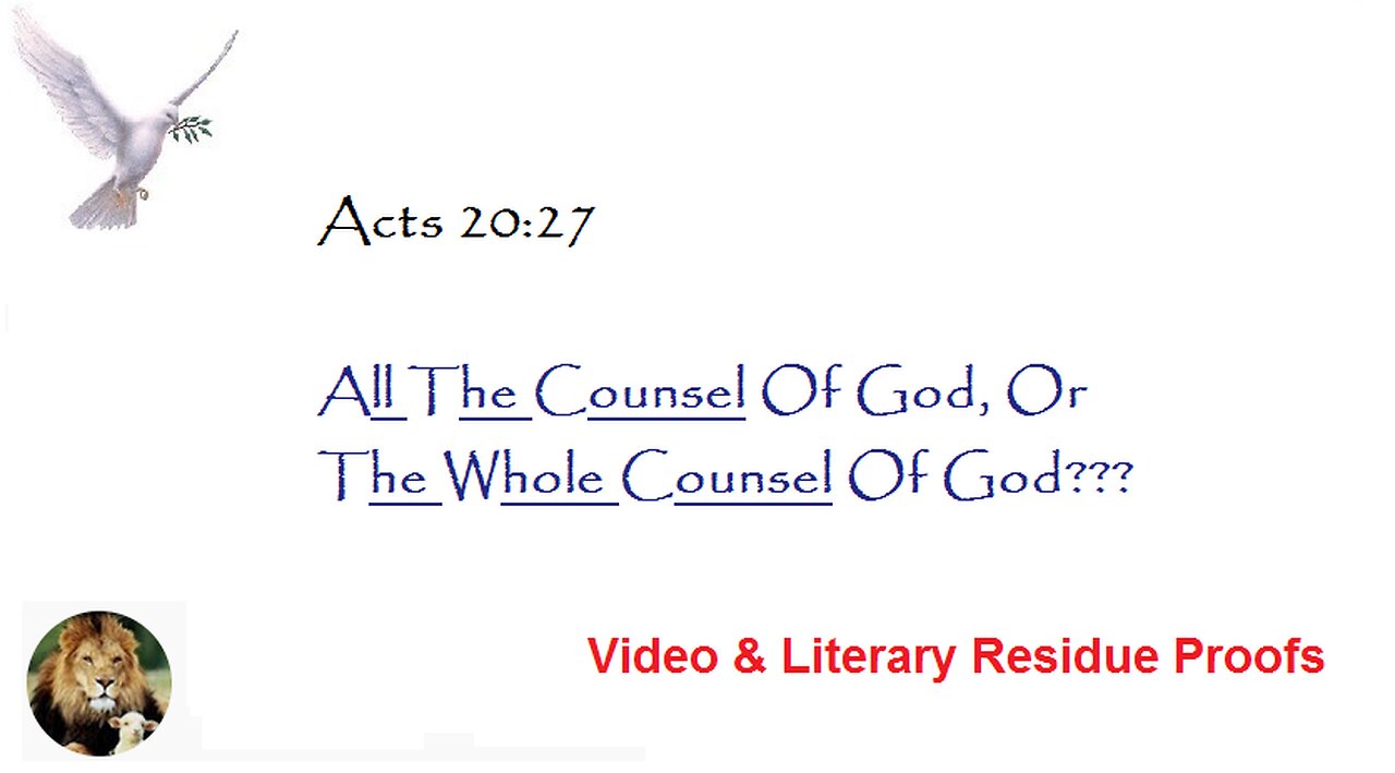 Acts 20:27 The Whole Counsel Of God Supernatural Bible Change