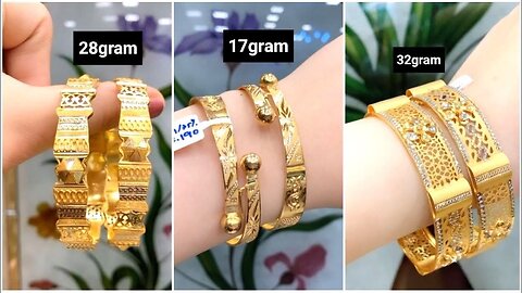 Latest Hallmark Gold Bangles Designs 2022 with weight! Gold