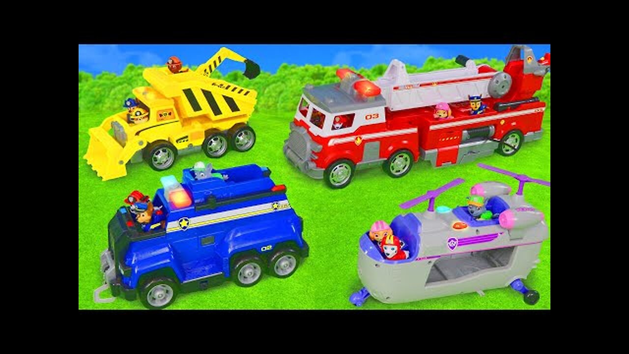 Paw Patrol Collection with Fire Truck, Excavator and Police Cars for Kids