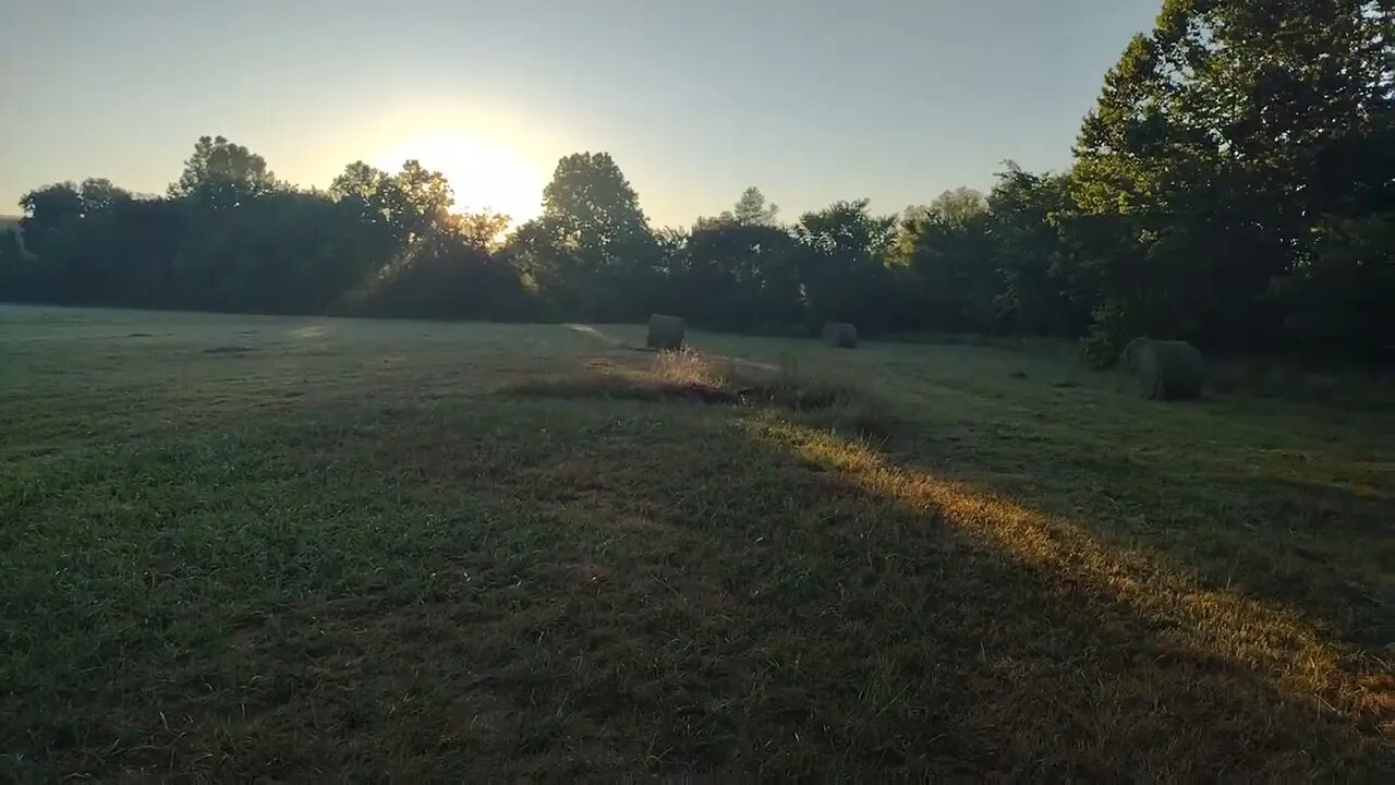 Sunrise in the hay field.