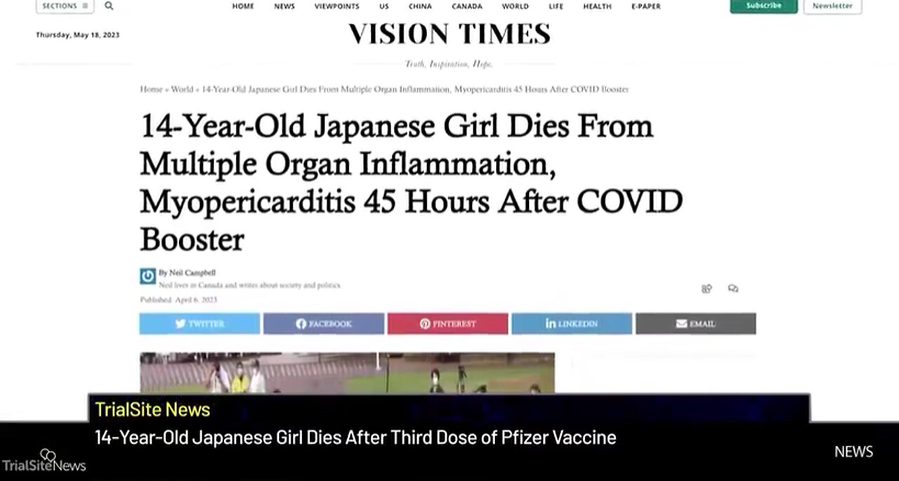 14-YEAR-OLD JAPANESE GIRL DIES FROM FATAL MULTI-ORGAN INFLAMMATION AFTER THIRD DOSE OF PFIZER SHOT