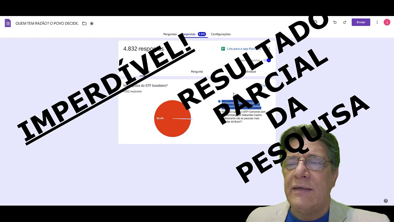 Resultado PARCIAL da pesquisa. Continuem enviando para outros.