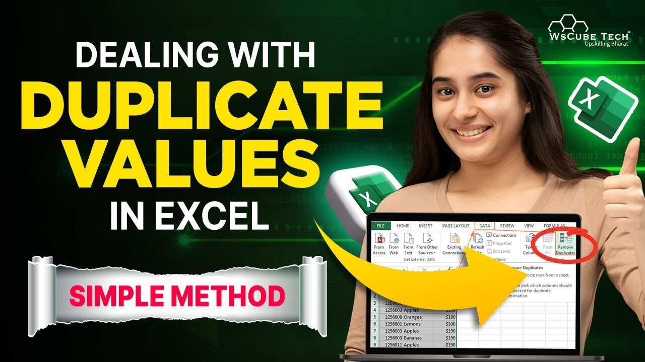 Dealing With duplicate Values in MS Excel | MS Excel full Course for Beginners to Advanced (2024)