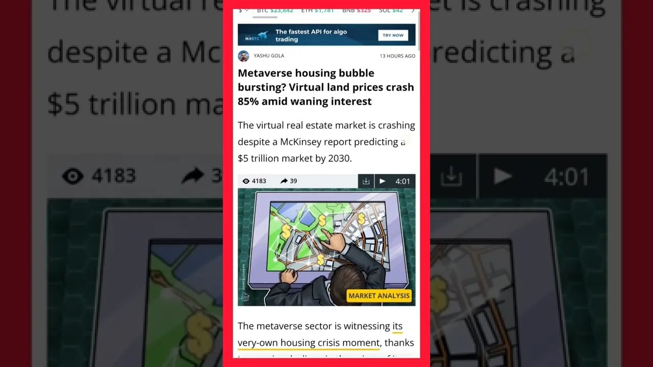 Metaverse Sector Crash: Virtual Land Prices Crash 85% Amid Waning Interest #cryptomash @BitBoyCrypto