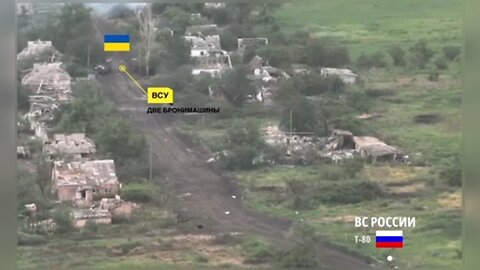 Russian T-80BVM entering Makarovka and immediately taking on Ukrainian armored vehicles!