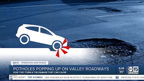 Potholes popping up on Valley roadways