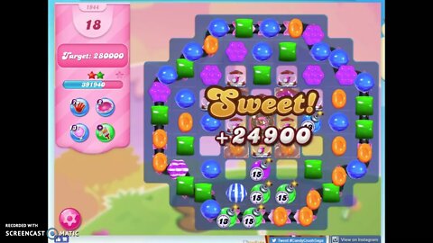 Candy Crush Level 1944 Audio Talkthrough, 3 Stars 0 Boosters