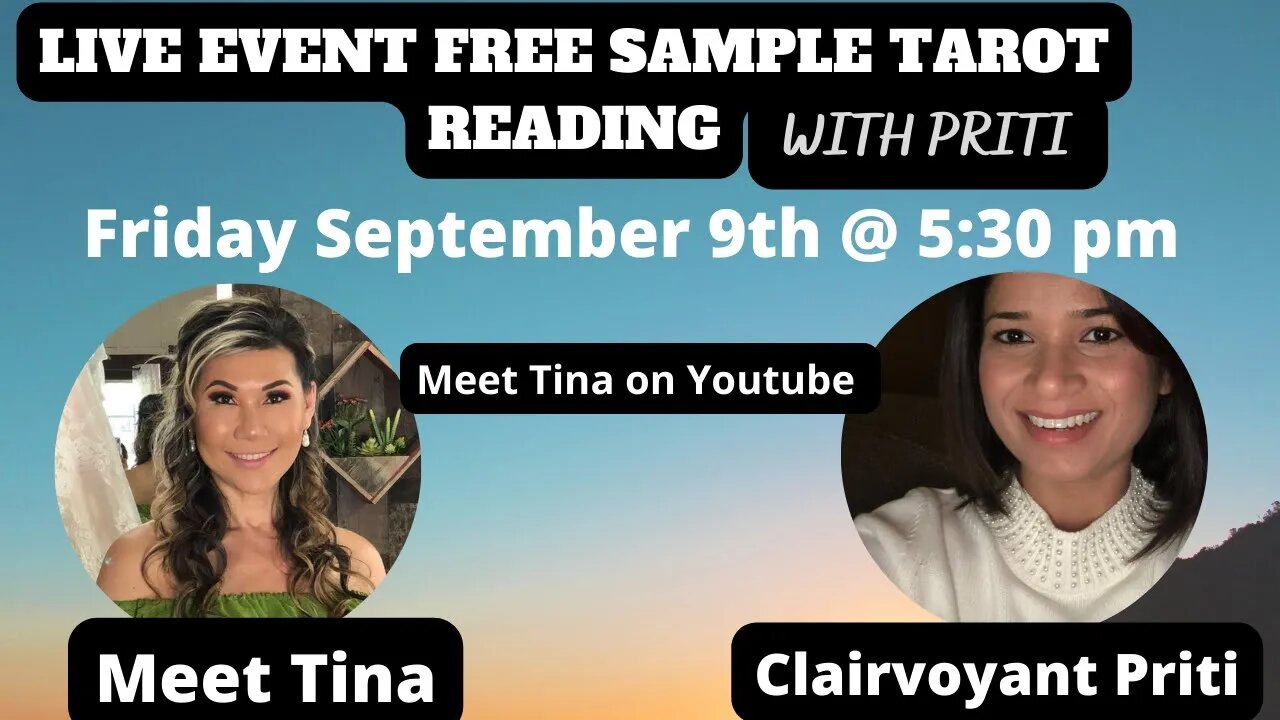 Free Sample Tarot / Clairvoyant reading with Priti on Meet Tina on Youtube