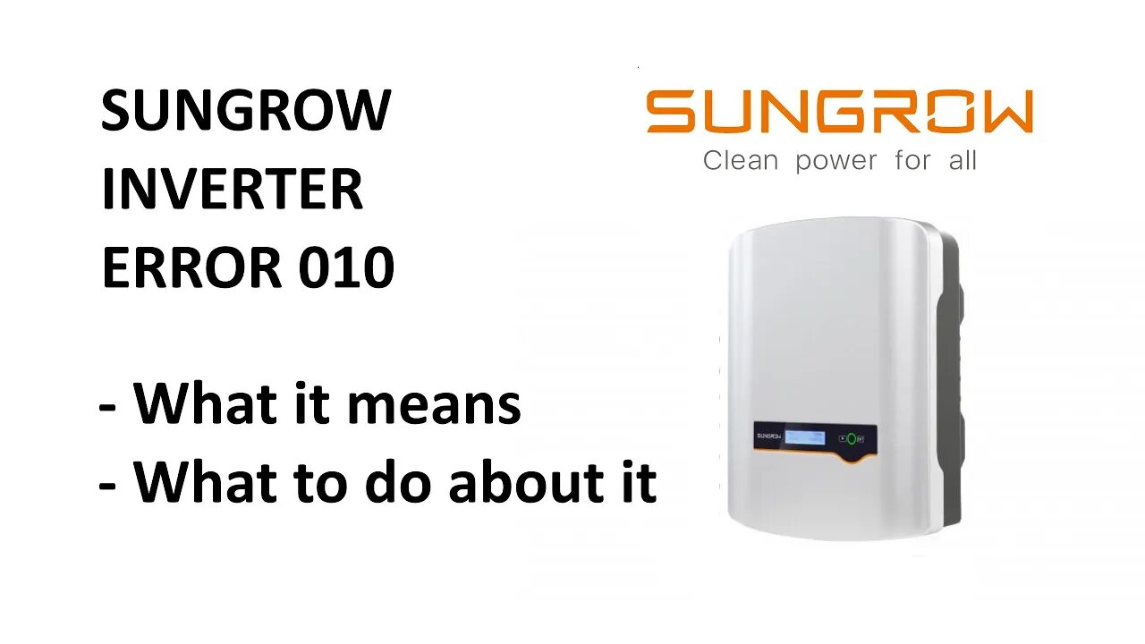 Sungrow Solar Inverter Error 010