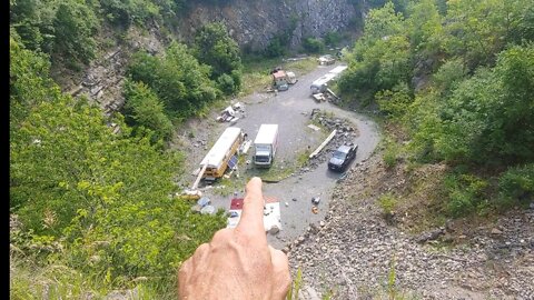 Swinging over a Quarry in a Hammock