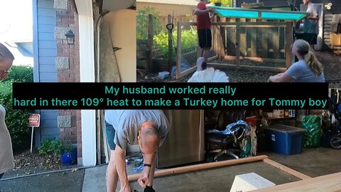 Building our new turkey house In the 109° heat