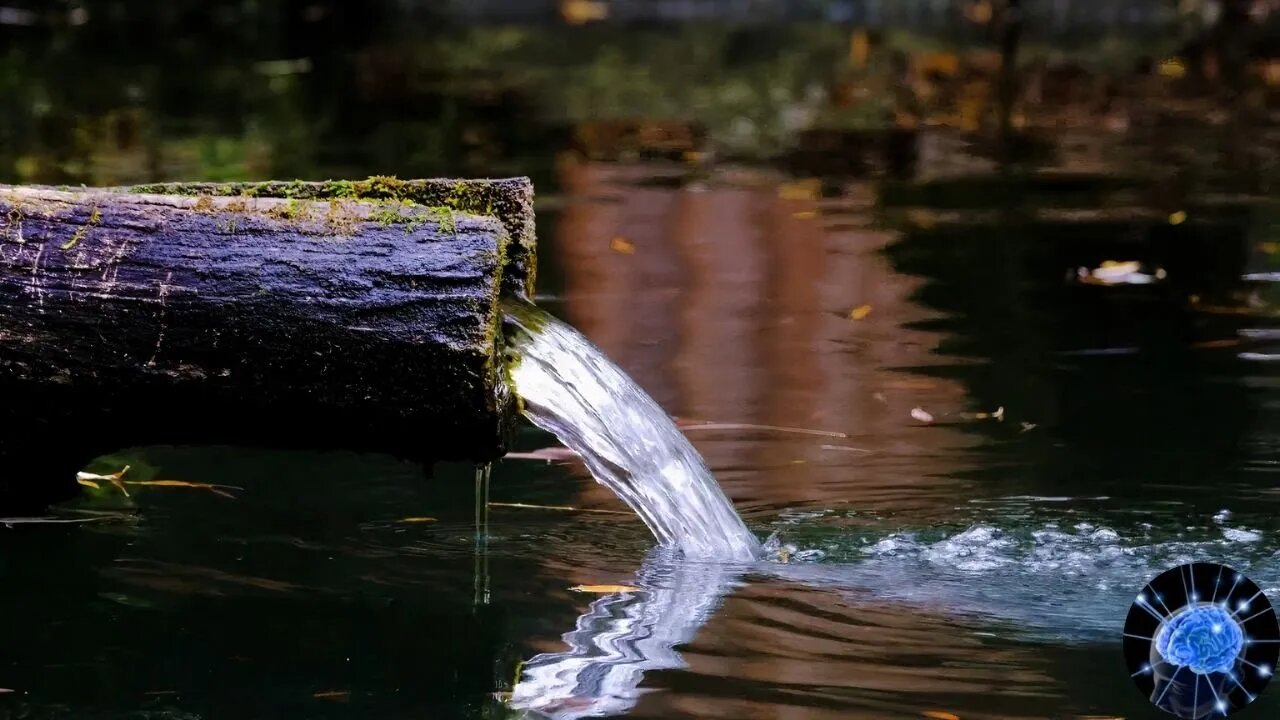 Gentle Water Flow Through Log |1 hour River Sounds for Relaxation, Sleep