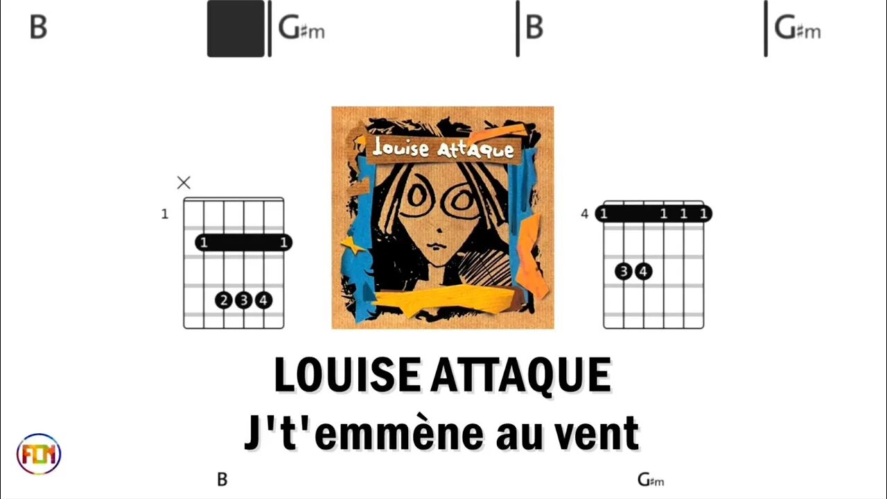 LOUISE ATTAQUE J't'emmène au vent - (Chords & Lyrics like a Karaoke) HD