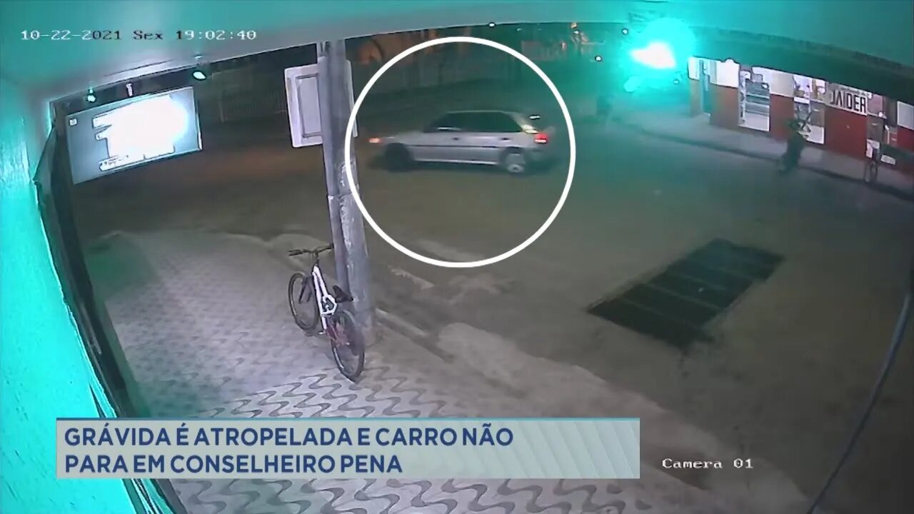 Grávida é atropelada e carro não para em Conselheiro Pena