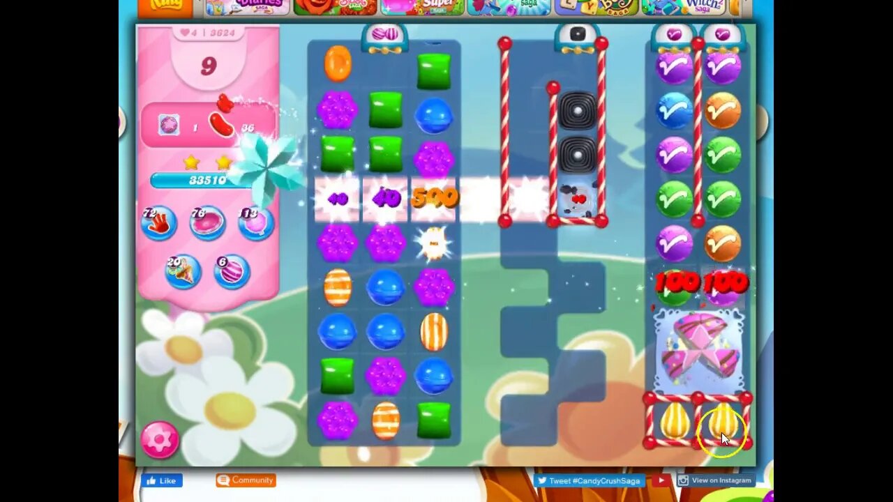 Candy Crush Level 3624 Talkthrough, 30 Moves 0 Boosters