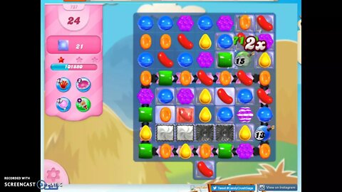 Candy Crush Level 737 Audio Talkthrough, 2 Stars 0 Boosters