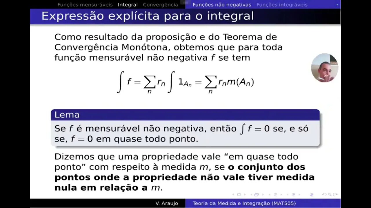 Medida e Integração: Expressão explícita para integral de função não negativa