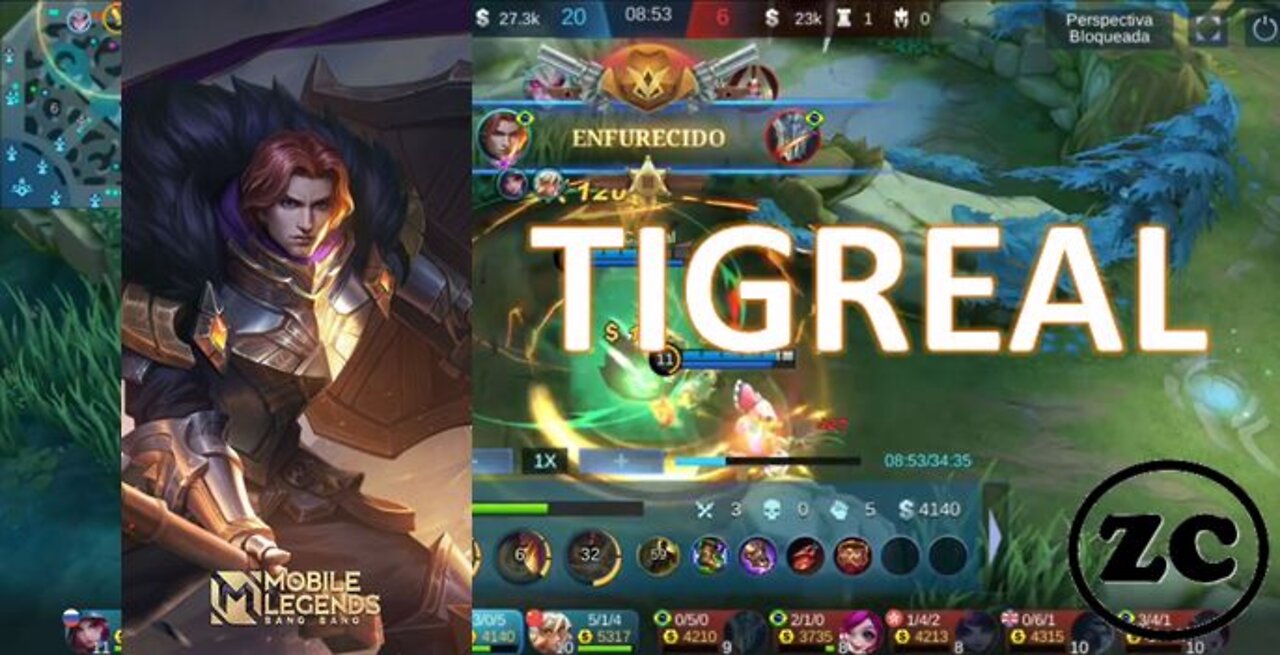 Mobile Legends - Gameplay Tigreal - Jogando na rotação - ML - ZC