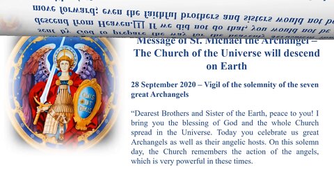 message 28 09 2020 The Church of the Universe will descend on Earth