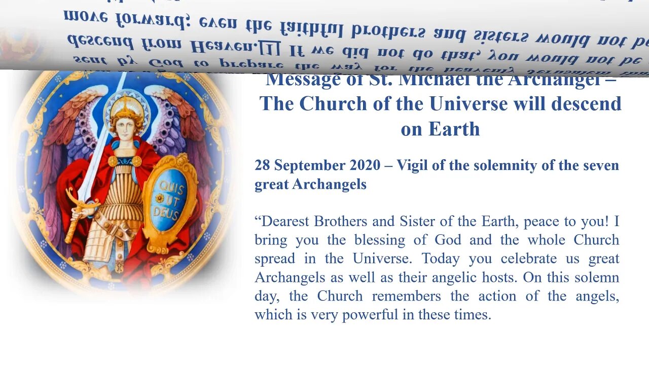 message 28 09 2020 The Church of the Universe will descend on Earth