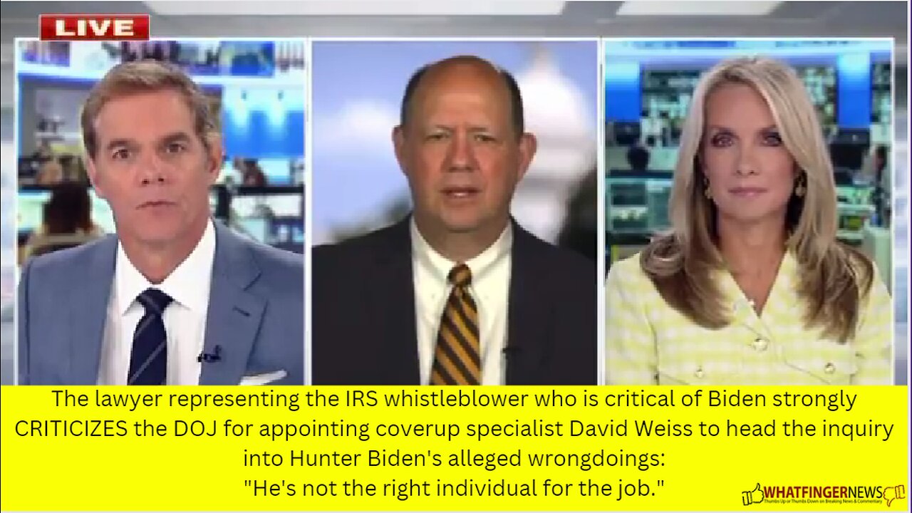 The lawyer representing the IRS whistleblower who is critical of Biden strongly CRITICIZES the DOJ