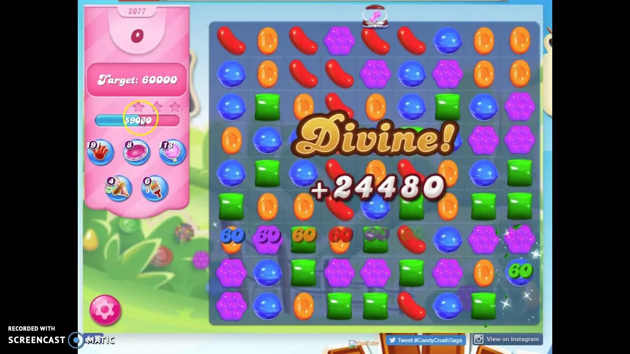 Candy Crush Level 2077 Audio Talkthrough, 1 Star 0 Boosters