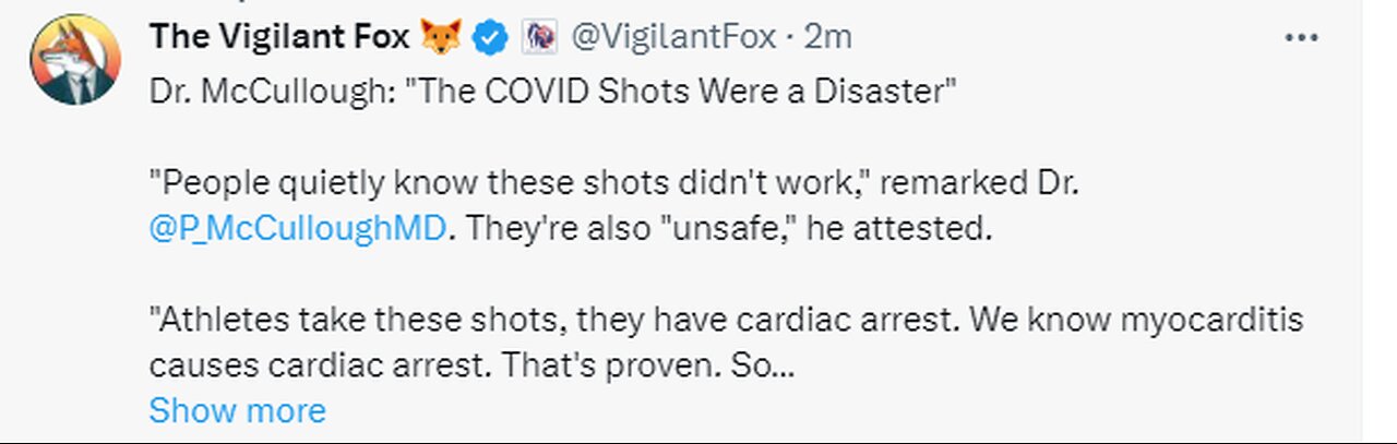 Dr. McCullough: "The COVID Shots Were a Disaster People quietly know these shots didn't work