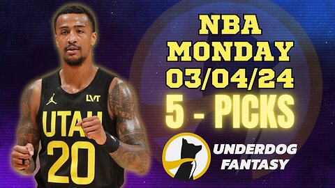 #UNDERDOGFANTASY | BEST PICKS #NBA MONDAY | 03/04/24 | BEST BETS | #BASKETBALL | TODAY | PICK'EM