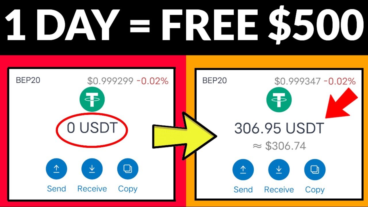 1 DAY = FREE $500 USDT! Sleep & Get $280 Free Usdt Tether Every 24 Hours