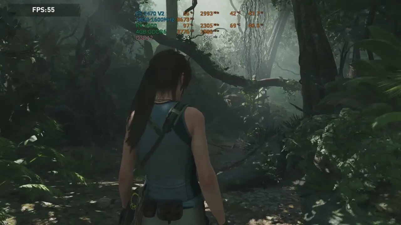 RX 6400 com o E5 2470 V2 LGA 1356 X79A, Benchmark do Shadow of the Tomb Raider em Full HD Médio