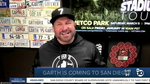 Country music icon Garth Brooks talks about San Diego tour stop