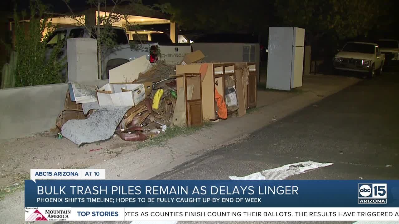 Phoenix bulk trash pick-up delays continue, remaining 2% should be clear Thanksgiving weekend