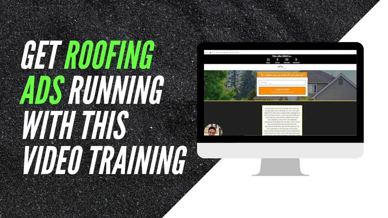 Money off Roofing Facebook Ad: Complete Setup With One Click Landing Pages and Automations