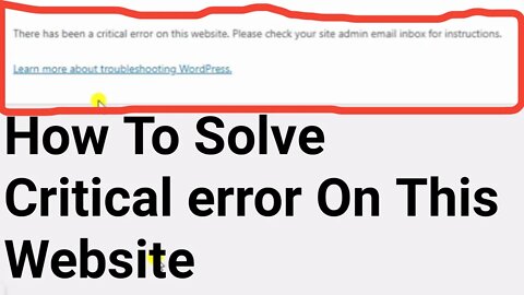 There has been a critical error on this website. site admin email inbox for instructions