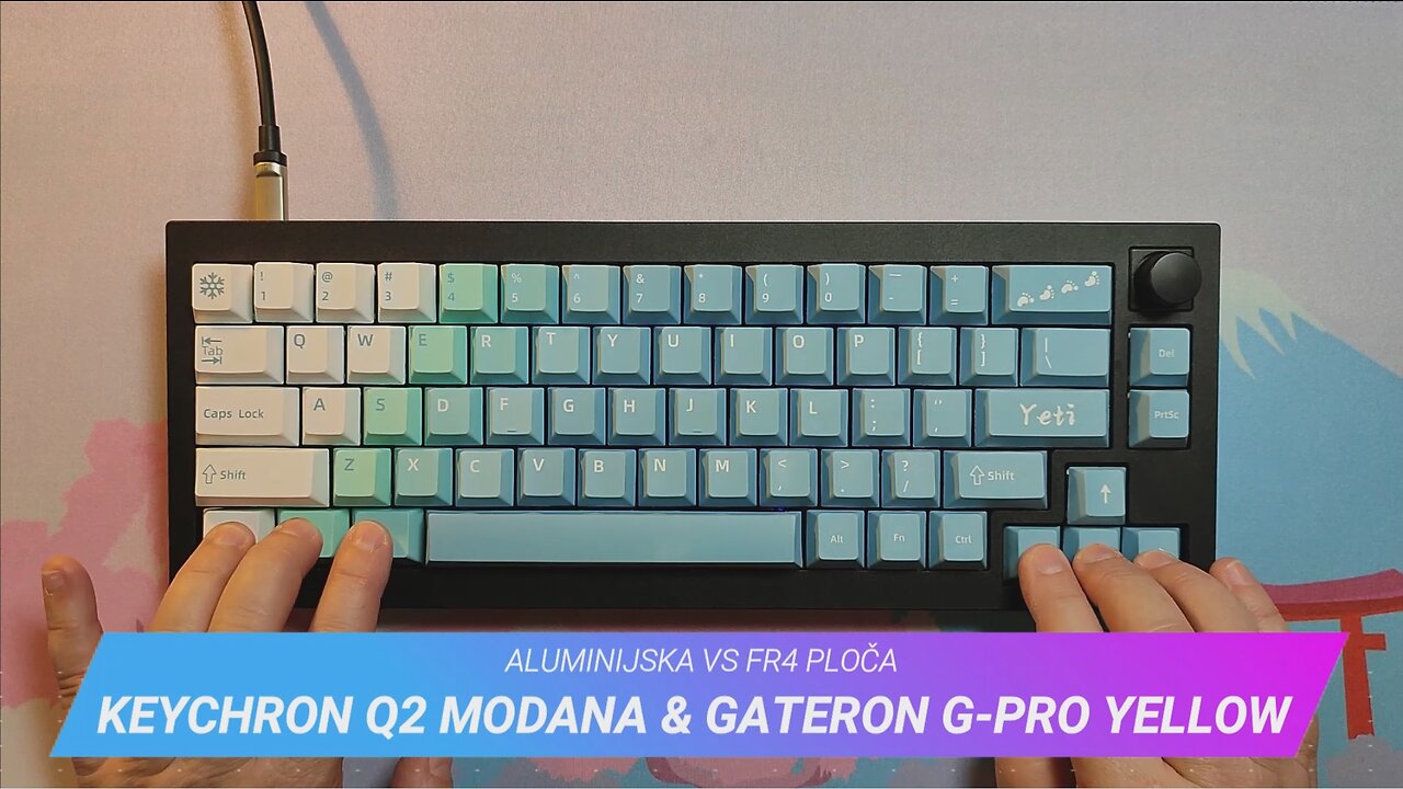 KEYCHRON Q2 s Gateron G-PRO Yellow, usporedba aluminijske i FR4 ploče