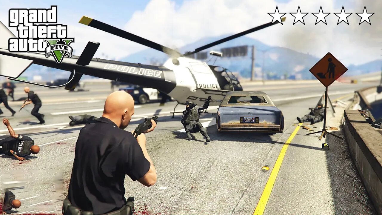 GTA 5 - ROGUE POLICE OFFICER'S FIVE STAR COP BATTLE! (GTA V Funny Moment)