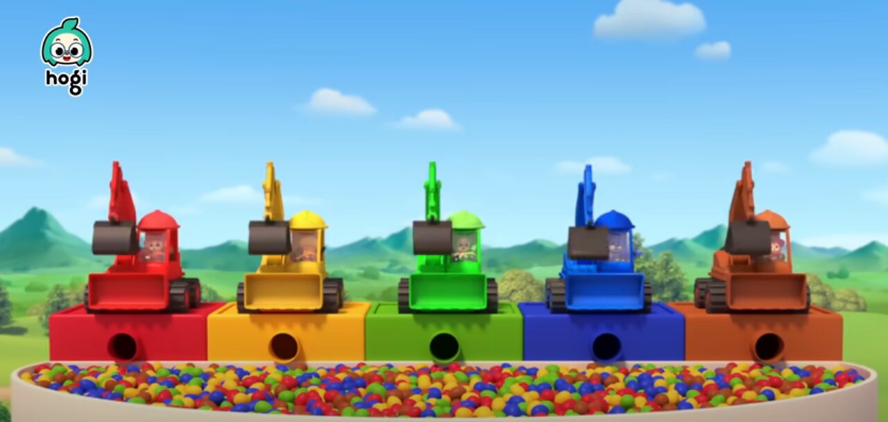 🎨Colorful Excavators|Coloring Cars + More|Learn Colors and Nursery Rhymes for Kids|Hogi Pinkfong 🎨