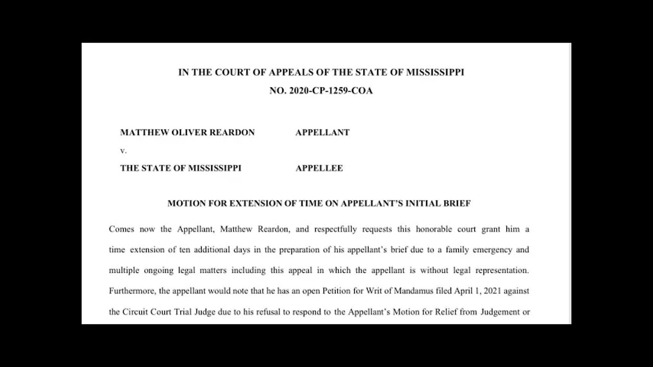 Oxford Outlaw Matt Reardon filed LAST MINUTE motion with Court of Appeals