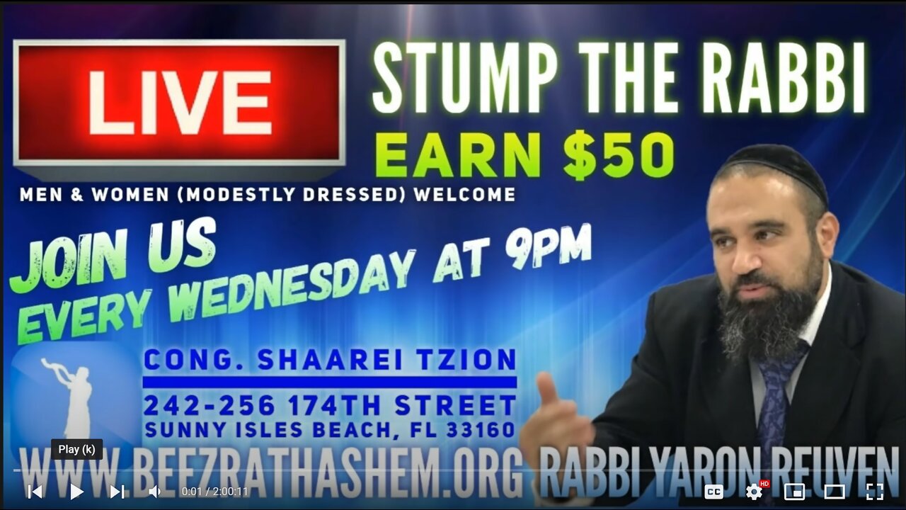 Tough Questions, FREE WILL, Kosher PIG Prophecy, MITZVAH KILLER & much more -STUMP THE RABBI (60)