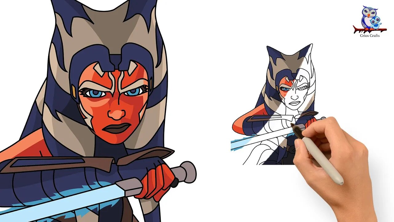 How To Draw Ahsoka Tano Jedi Padawan - Easy Art Tutorial