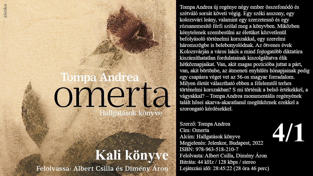 Tompa Andrea: Omerta (Hallgatások könyve) 4/1: Kali könyve